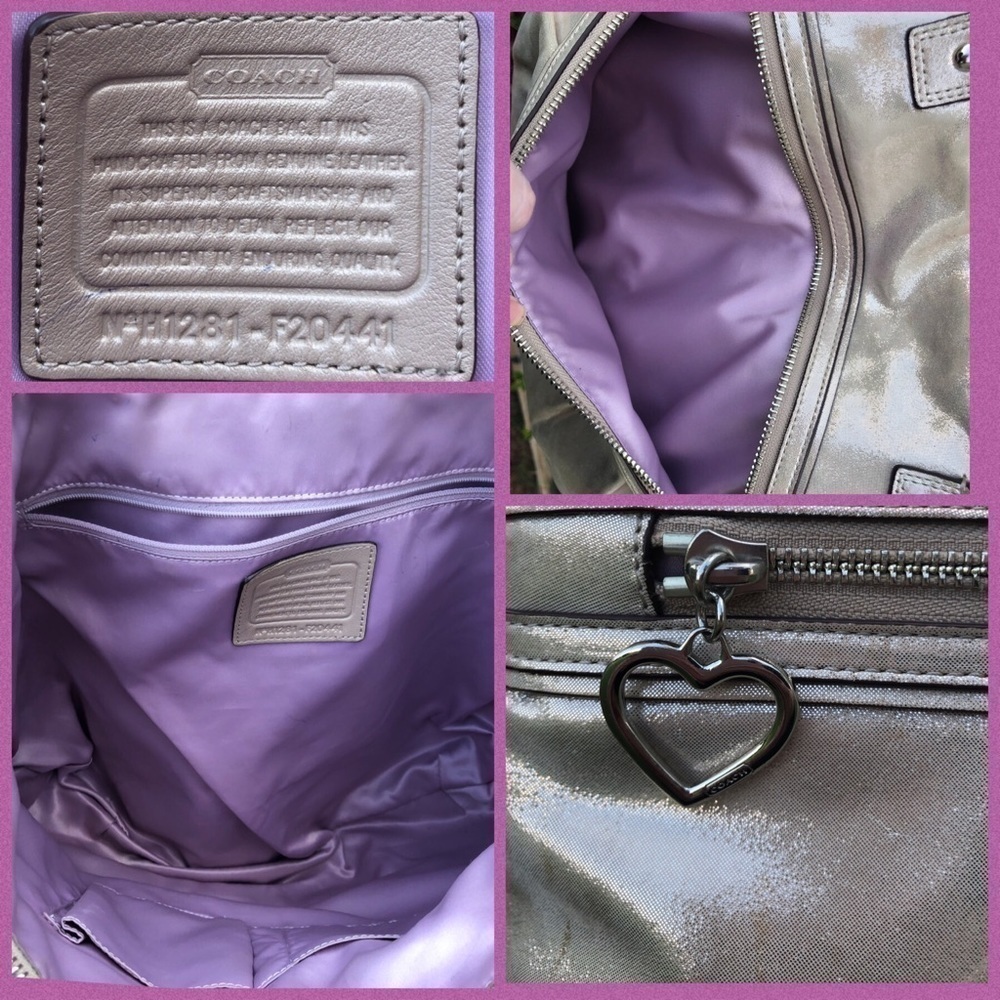 F20441 Coach Champagne Metallic Shimmery Poppy Bag - Picture 6 of 9